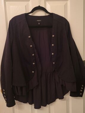 Torrid ruffled military-style jacket